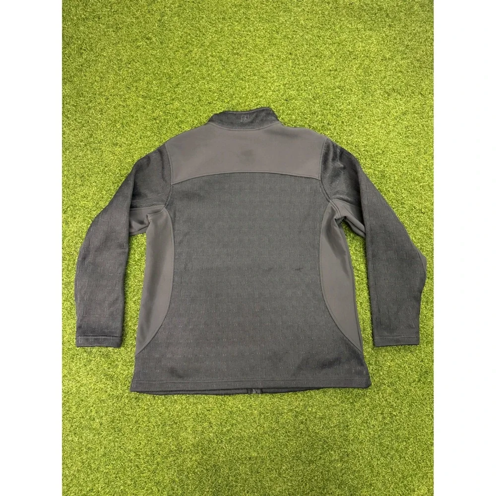 Swiss Tech Mens 1X Full Zip Fleece Lined Hybrid Knit Jacket Black Gray Mock Neck